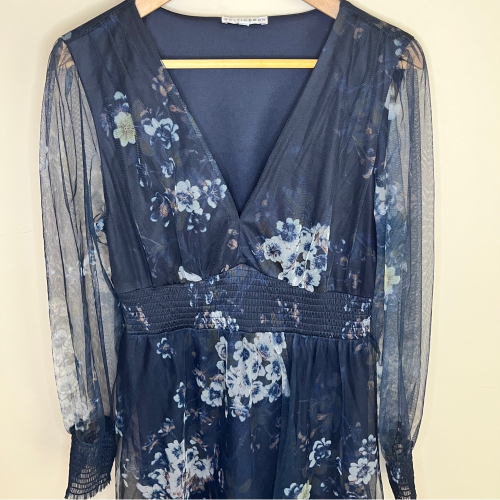 Baltic Born Dress Womens Large Floral Maxi Layla Tulle Event Wedding Party Navy - Picture 2 of 9